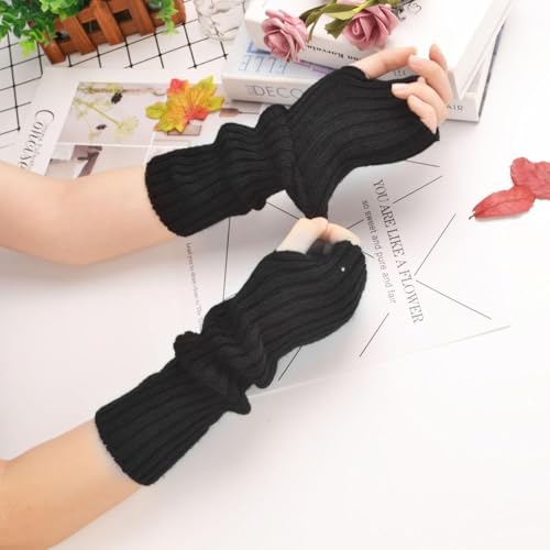 PALAY® Arm Warmers for Women Long Fingerless Gloves Winter Knitted Y2K Arm Sleeves for Teen Girls Fashion Half Finger Hand Wrist Warmer Daily Party Hip Hop Black 3PCS PALAY® Arm Warmers for Women Long Fingerless Gloves Winter Knitted Y2K Arm Sleeves for Teen Girls Fashion Half Finger Hand Wrist Warmer Daily Party Hip Hop Black 3PCS